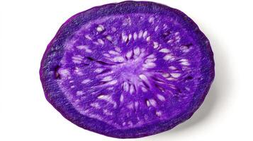 a Vibrant Purple Eggplant Slice on White Background photo