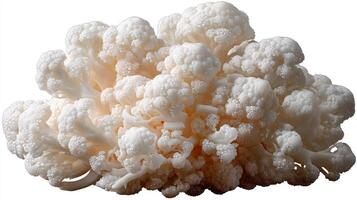 a Closeup of Fresh White Cauliflower Floret Isolated on White Background photo