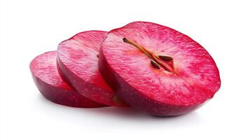 Closeup of Sliced Red Apple on White Background photo