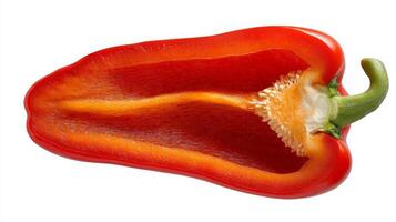 Crisp Red Bell Pepper Half Isolated on White Background photo