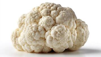 Crisp White Cauliflower Closeup Isolated on White Background photo