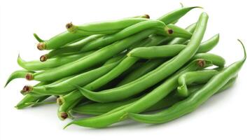 Fresh Green Beans on White Background photo