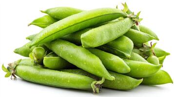 Fresh Green Snap Peas Isolated on White Background photo
