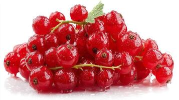 a Single Fresh Red Currants Isolated on White Background photo