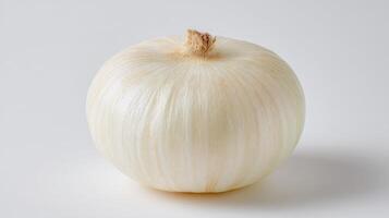 Single Fresh White Onion on White Background photo