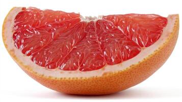 A Juicy Pink Grapefruit Slice Isolated on White Background photo