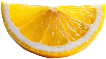 Plump Yellow Lemon Slice Isolated on White Background photo