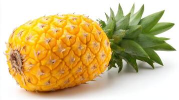 Juicy Yellow Pineapple on White Background photo