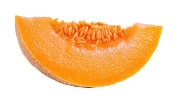 Ripe Orange Cantaloupe Slice Isolated on White Background photo
