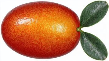 Orange Kumquat with Green Leaves on White Background photo