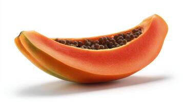 a Orange Papaya Slice Isolated on White Background photo