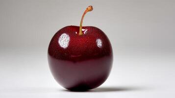 Ripe Purple Plum with Water Drops on White Background photo