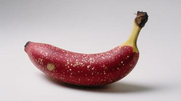 Ripe Red Banana with Speckles Isolated on White Background photo