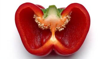 Ripe Red Bell Pepper Slice Isolated on White Background photo