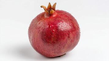Ripe Red Pomegranate on White Background photo