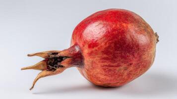 single Red Pomegranate Isolated on White Background photo