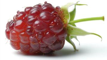 A Red Raspberry Isolated on White Background photo