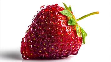 Single Red Strawberry Isolated on White Background photo