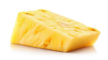 Ripe Yellow Pineapple Slice Isolated on White Background photo