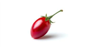 Single Juicy Red Grape Tomato Isolated on White Background photo