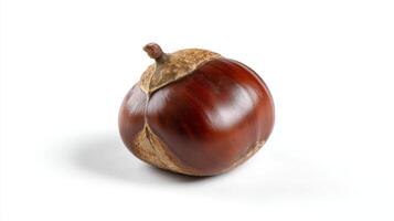 Single Ripe Brown Chestnut Isolated on White Background photo
