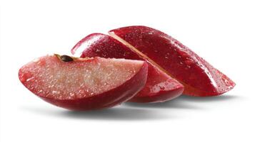 Three Slices of Red Apple on White Background photo