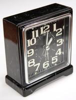 Black Square Desk Clock on White Background photo