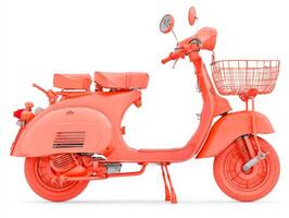 Coral Scooter with Basket Side View, Isolated on White photo