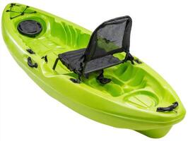 Lime Green Kayak with Black Mesh Backrest, Isolated photo