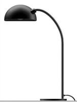 Sleek Black Table Lamp with Curved Stand on White Background photo