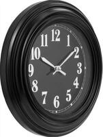 Black Ornate Round Wall Clock on White Background photo