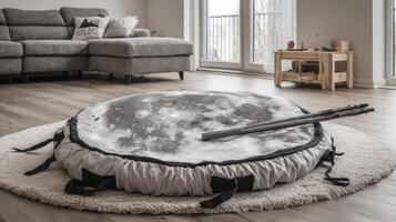 Gray Moon Phase Tracking Kit on Round Mat in Modern Living Room photo