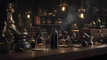 Dark Moody Ink Making Station with Steam photo