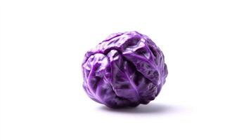Closeup of a Ripe Purple Cabbage Isolated on White Background photo