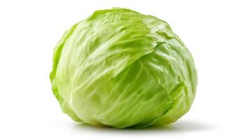 Crisp Green Iceberg Lettuce Isolated on White Background photo