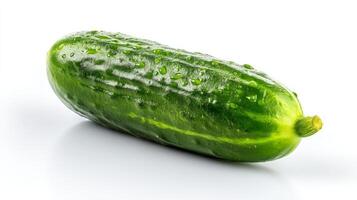 Fresh Green Cucumber Isolated on White Background photo