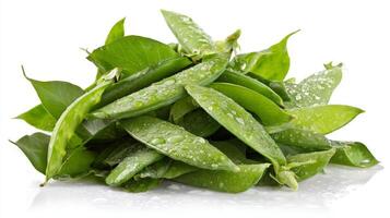 a Fresh Green Snap Peas Isolated on White Background photo