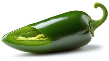 Ripe Green Jalapeno Pepper Isolated on White Background photo