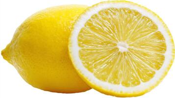 Plump Yellow Lemon and Slice Isolated on White Background photo