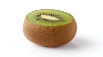 Close Up of a Sliced Ripe Green Kiwi on White Background photo