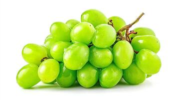Closeup of a Juicy Green Grape Cluster on White Background photo