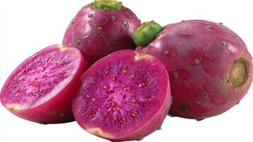 Juicy Pink Prickly Pears Isolated on White Background photo