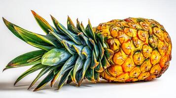 Ripe Juicy Yellow Pineapple Isolated on White Background photo