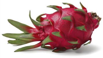 Ripe Red Dragon Fruit Closeup Studio Shot on White Background photo