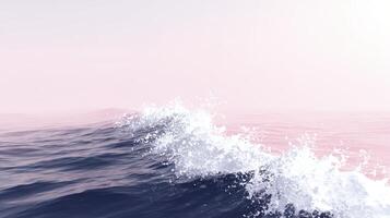 Serene Ocean Wave with Pink and Blue Sky photo
