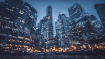 Night Cityscape with Superimposed Market Graph photo