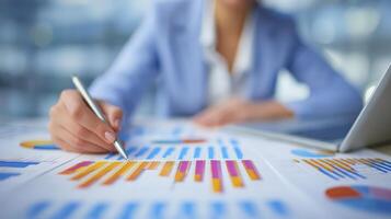 Professional Analyzing Charts And Graphs In Office photo
