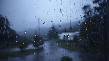 Rainy Day View Through A Rain Covered Window photo