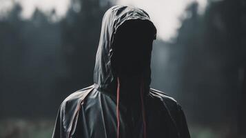 Mysterious Figure in Misty Woods photo