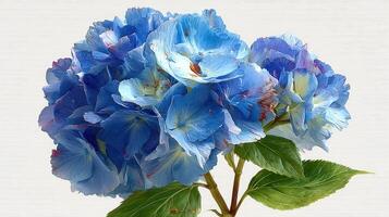 Beautiful blue hydrangeas blooming with vibrant petals in a natural setting during daylight hours photo